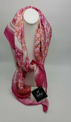 NWT Echo silk scarf pink  paisley #160A - Image 1 of 4