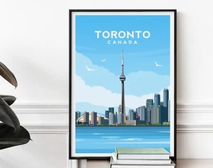 Toronto Art Print | Lake Ontario Canada Travel Poster - CN Tower Wall Art - Picture 1 of 4