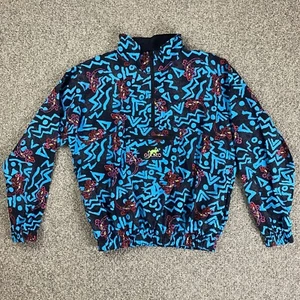 Gecko Hawaii 1/4 Zip Pullover Windbreaker Jacket Multicolor Mens Large 80s 90s - Picture 1 of 14
