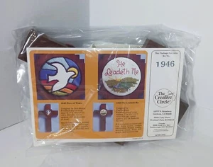 RARE Wooden Cross Creative Circle Kit He Leadeth Me Cross Stitch #1946 NOS - Picture 1 of 4