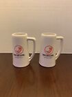 Lot of 2 Vintage Michelob Draught Beer Steins Ceramic Mugs Red Horn Logo