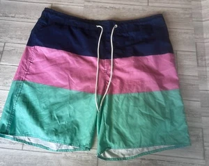 NWT St. John’s Bay Mens’s Swim Trunks XXL 2XL Pink Navy Blue aqua Swimsuit 9” - Picture 1 of 5