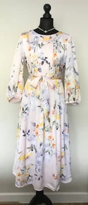 DKNY DONNA KARAN UK12 Pale Pink Floral Silky Occasion midi dress - Picture 1 of 9