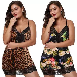 Plus Size Women Sexy Lingerie Lace Dress Babydoll Nightgown Nightdress Sleepwear - Picture 1 of 13