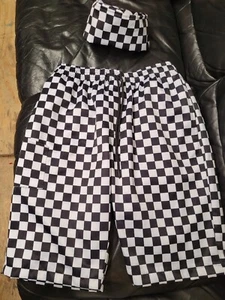 CUSTOM MADE CHEF SHORTS AND HAT *3 Pockets Zip *Vel-cro Adjustable Hat Size L - Picture 1 of 12