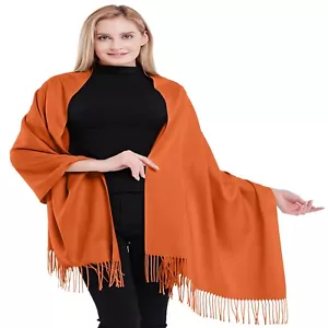 Orange 100% Cashmere Shawl Pashmina Scarf Wrap Face Cover Hand Made in Nepal NEW - Picture 1 of 12