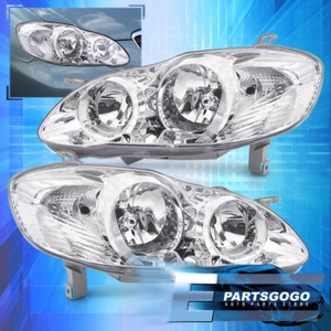 For 03-08 Toyota Corolla Replacement Driving Headlights Lamps Pair Chrome Clear - Picture 1 of 4