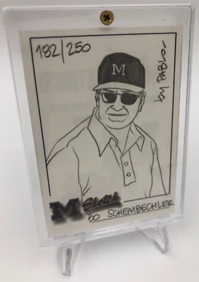 TK Legacy Coach BO SCHEMBECHLER Hand Drawn SKETCH SP/250 by PABLO Card MICHIGAN - Image 1 of 4