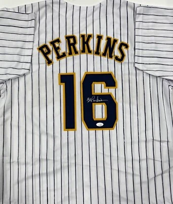 Brewers Outfielder BLAKE PERKINS Signed Custom Replica Pinstripe Jersey AUTO JSA - Image 1 of 3