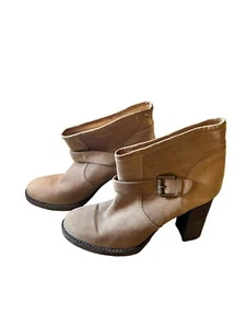 BRUNELLO CUCINELLI Women's Camel Nubuck Leather High Heel Ankle Boots 38 Italy - Picture 1 of 17