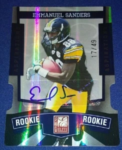 2010 Donruss Elite  EMMANUEL SANDERS AUTOGRAPHED ROOKIE Asperations Die-Cut /49 - Picture 1 of 2