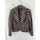 New York & Company mehrfarbig braun Acryl 1 Knopf Blazer Anzug Jacke Damen 6