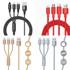 USB Cable Samsung Phone Multi Type C Universal Lead For IOS Fast Charger - Picture 1 of 16