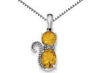 Sterling Silver Citrine Cat Pendant 1.50 Carat (ctw) with Chain