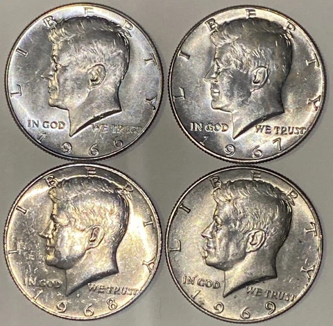Kennedy Half Dollar Coin Lot Of 4 - 40% Silver Cover