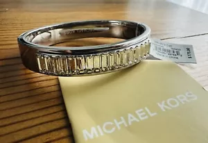 Michael Kors bangle bracelet Baguette Silver Crystals NWT MKJ6231040 - Picture 1 of 8