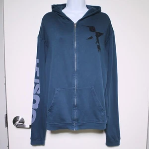 $268 FREE CITY Blue Hummingbird Full Zip Hooded Sweatshirt Hoodie Size 3, Large - Picture 1 of 9