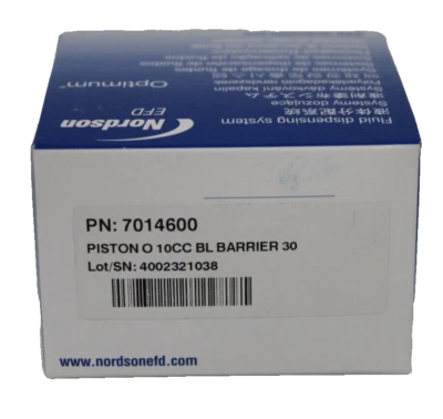 NORDSON EFD 7014600 SYRINGE BARREL PISTON 10CC BLUE SEALED BAG 30PCS NEW IN BOX - Image 1 of 4