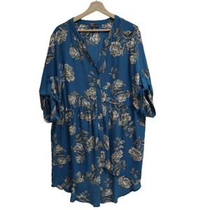 Autograph blue floral dress size 16 shirt CLEARANCE - Picture 1 of 12