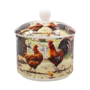 Zuckerdose Keramik Fine China Hahn & Henne Küchengeschirr Bauernhof Druck Design - Bild 1 von 1