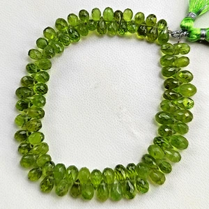 Natural Peridot Gemstone 7x5 to 8x6 mm Size Faceted Teardrop Beads 9" Strand - Picture 1 of 7