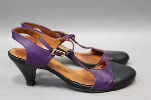 CHIE MIHARA Womens Purple/Black Leather Slingback Heels Shoes Size 36.5 /US 6.5 - Picture 1 of 21
