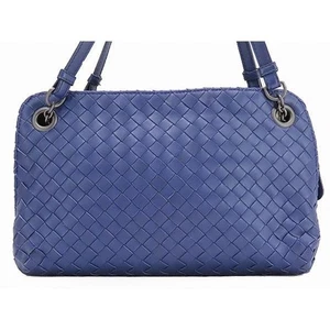 Bottega Veneta Intrecciato Chain Shoulder Bag Handtasche Navy Blau Lammleder - Bild 1 von 10