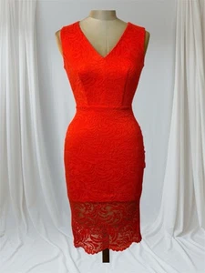 Vintage Bebe Dress Sz XS Orange Lace Spandex Sleeveless Summer Y2K Early 2000’s - Picture 1 of 10