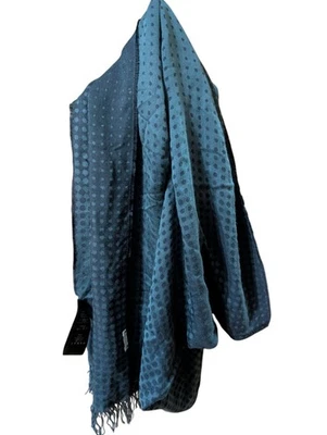 Bufanda Anne Fontaine mezcla de seda matriz de puntos azules 81x20 pulgadas con defectos Foto 1 de 4