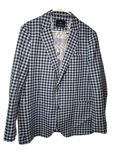 Tailorbyrd Blazer Sport Coat Mens 42L Blue Plaid Preppy Paisley Liner - Picture 1 of 14