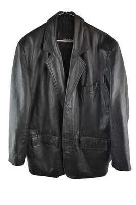 Arms Mens Black Leather Heavy Blazer Jacket Size L Vintage - No Buttons - Image 1 of 4