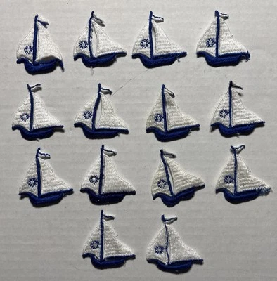 Sailboat Boat Embroidered Patch Sew  On Vintage Lot Of  14 - Image 1 of 4
