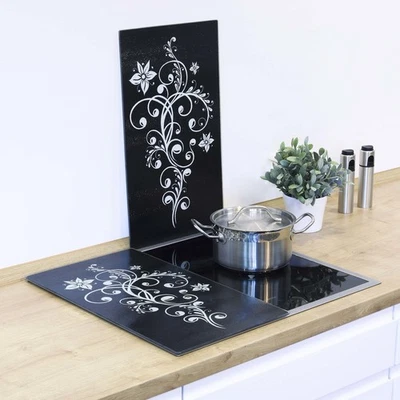 HI Herdabdeckplatten Glas Herdplatte Abdeckung Kochfeld Schneidebrett 2 teilig