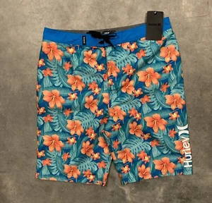 HURLEY Hawaiian Floral Boardshorts Boys Size 20 Surf Swim Beach Shorts NWT - Picture 1 of 3
