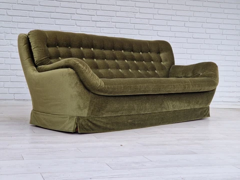 1960-70s, Swedish design by Swedfurn, Slätta Möbler, 3 seater sofa, velour Cover