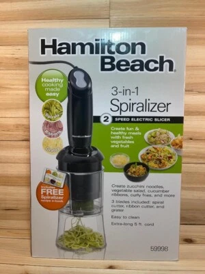 Cortadora eléctrica espiralizadora Hamilton Beach 3 en 1 2 velocidades 3 hojas (59998) NUEVA Foto 1 de 3