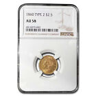 1860 $2.50 Liberty Gold Quarter Eagle Type-II AU-58 NGC