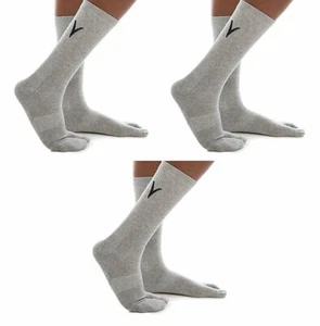 3 Pairs Athletic Gray Solid V-Toe Flip Flop Tabi Big Toe Socks Cotton Blend - Picture 1 of 4