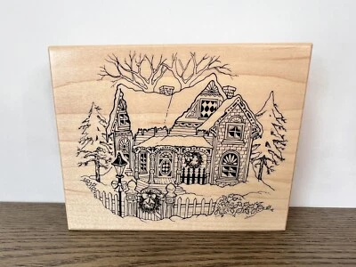 PSX Sello de Goma Madera K-347 Nevado Victoriano Casa de Navidad Casa de Colección Foto 1 de 4