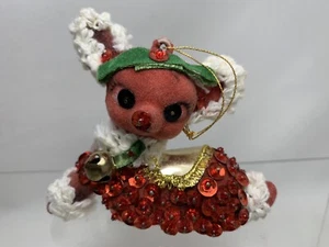 Vintage Bead Sequin Push Pin Christmas Tree Ornament Reindeer Sequence D - Picture 1 of 7