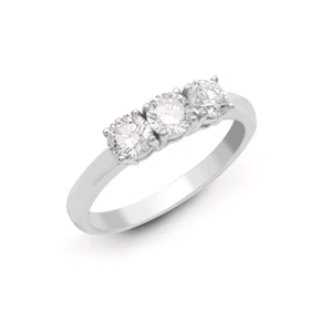 0.50 Carat Round Brilliant cut Diamonds Trilogy Claw-set Ring 18k White Gold - Picture 1 of 8