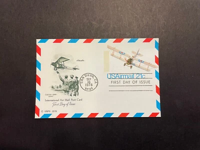 USA, Jenny Biplane Airmail, FDC 1978, #UXC17 Postal Card, 21c, Crisp! - Image 1 of 2
