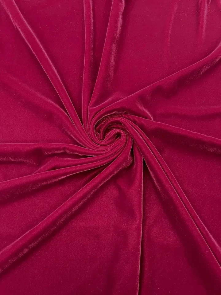 Burgundy micro silky soft velvet none stretch fabric 54 Wide Sold By Yard - Image 1 of 1