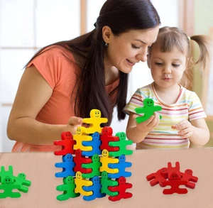 Wieat Holz Funny Balance Bausteine für Kinder, 16 Stück Montessori Fine Moto - Bild 1 von 7