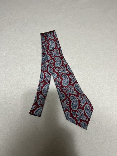 Cravatta abito vintage Christian Dior Monsieur seta uomo adulto 56"" paisley blu bur