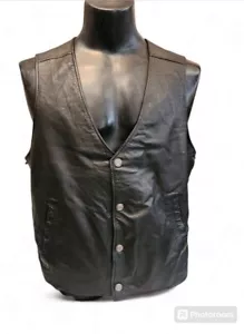 Harley Davidson Leather Motorcycle Vest Embroidered Pathway Lace Snap Button L - Picture 1 of 8