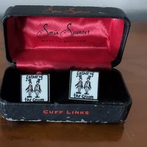 Sonia Spencer Father of the Groom Cufflinks in original box - wear to the box - Picture 1 of 14