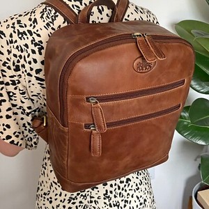 Rowallan Large Dark Tan Vintage Leather Backpack
