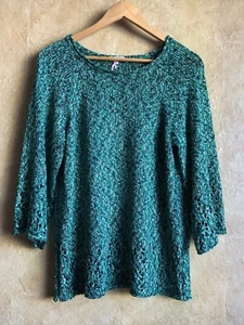 NWT CALYPSO St. Barth Sz S Women's SHARA SWEATER 3/4 SLEEVE MELANGE GREEN GOLD  - Picture 1 of 12
