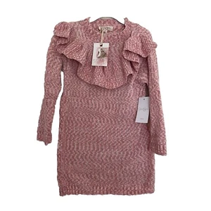 Jessica Simpson Girl’s Long Sleeve Round Neck Pink Knit Sweater Size S (4) - Picture 1 of 14